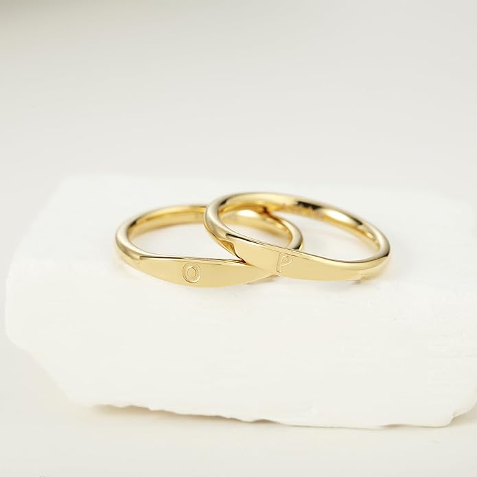 Gold Initial Rings for Women Non Tarnish Thumb Rings for Teen Girls 14K Gold plated for Women