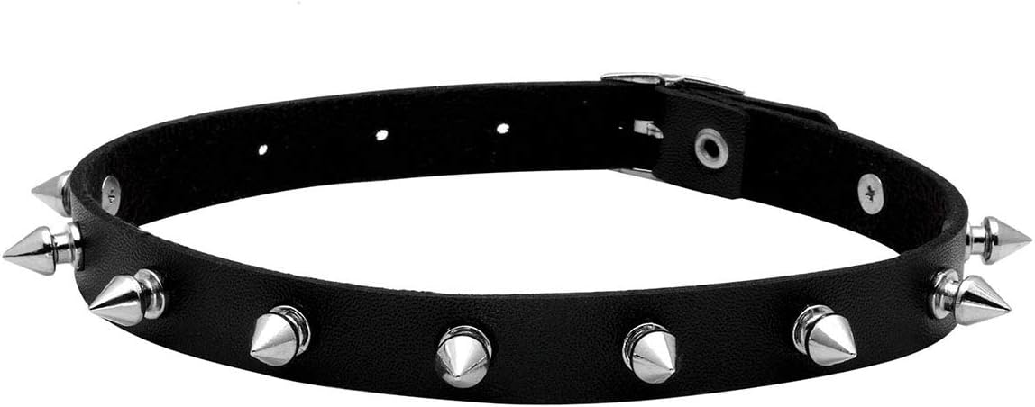 Eigso Vintage Punk Goth Studded Rivet Pu Leather Collar Choker Necklace with Spikes Adjustable