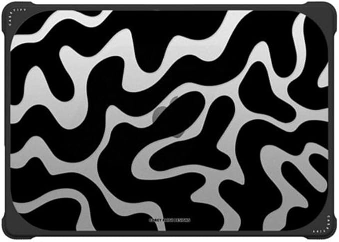 CASETiFY Bounce MacBook Pro 16-inch (M3/M4) Case [Enhanced Protective Corner Design/Ventilation Cutouts/Anti-Slip Grip] - Black Abstract Shapes by Corey Paige Designs - Clear Black