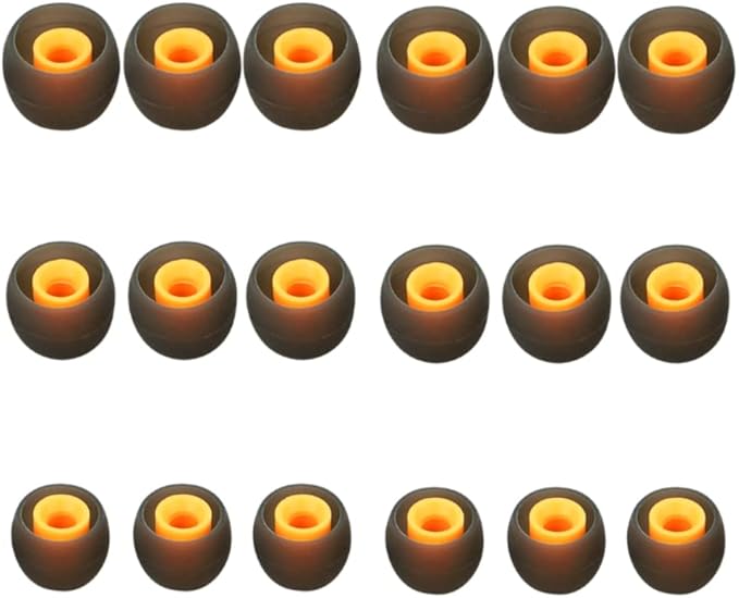 Earbuds Replacement Tips Silicone Earbud Tips Ear Gels Fit for Inner Hole from 3.8mm - 5.1mm Earphones 9 Pairs S/M/L Black-Orange