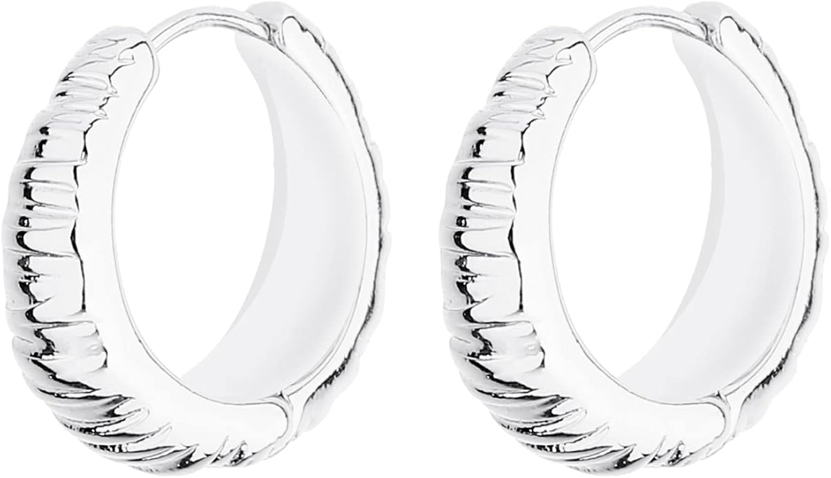 Wgoud Chunky Hoop Earrings Set 14K Gold Plated Hoop Earrings for Women Hypoallergenic, Thick Twisted Huggie Hoops Earring Set