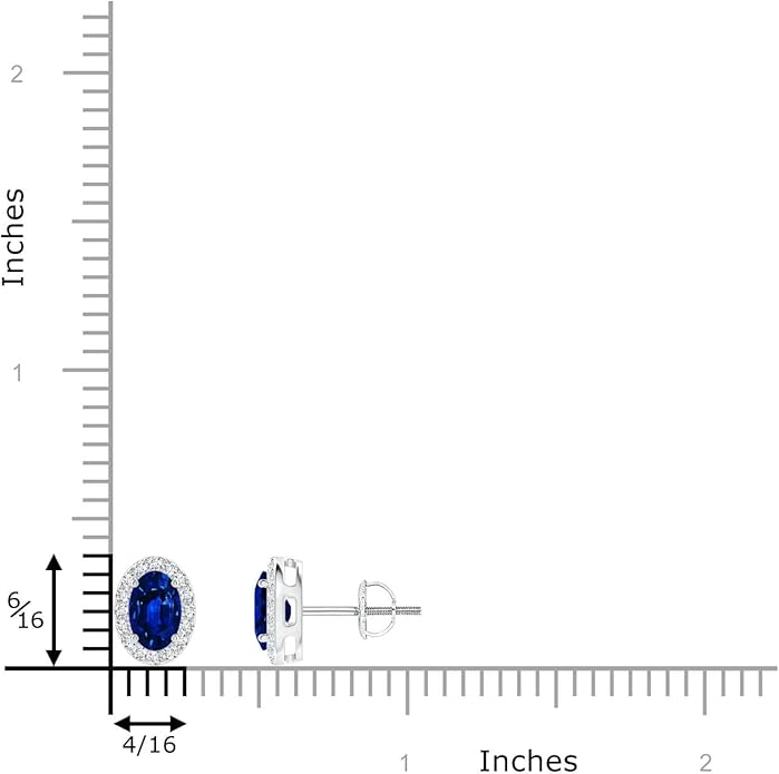 ANGARA Natural Blue Sapphire Earrings for Women | Prong-Set Oval Blue Sapphire Stud Earrings with Diamond Halo in 14K Solid Gold/Platinum | September Birthday, Anniversary, Gemstone Jewellery Gift