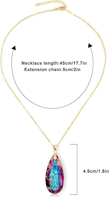Stone Necklaces for Women Teardrop Gemstone Pendant Necklace Natural Stone Chain Necklaces