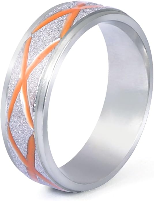 Enamel Band Rings for Women Men Stainless Steel Blue/Orange Ring Couple Enamel Valentine's Day Jewelry Gift