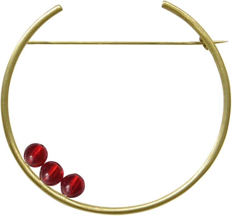 LES POULETTES JEWELS - Brooch Round Brass and Three Glass Beads
