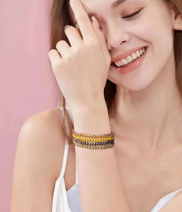 Noessla Beaded Boho Stretch Bracelet Colorful Stackable Crystal Beads Bracelets Trendy Costume Jewelry Mothers Day Gifts for Women