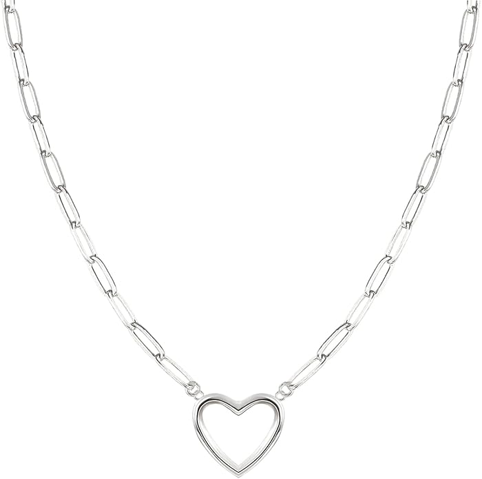 Zeffy Cute Heart Necklace 18k Gold/Silver Plated Tiny Heart Pendant Choker Necklaces Gold Love Heart Chain Necklace for Women Dainty Gold Jewelry Valentines Day Gifts for Women Girls Teen Girls
