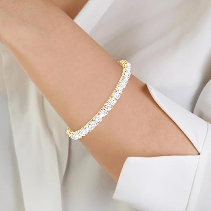 Houston Diamond District 3 to 50 Carat Classic LAB GROWN Diamond Tennis Bracelet 4 Prong Ultra Premium Collection (E-F Color, VS2-SI1 Clarity)