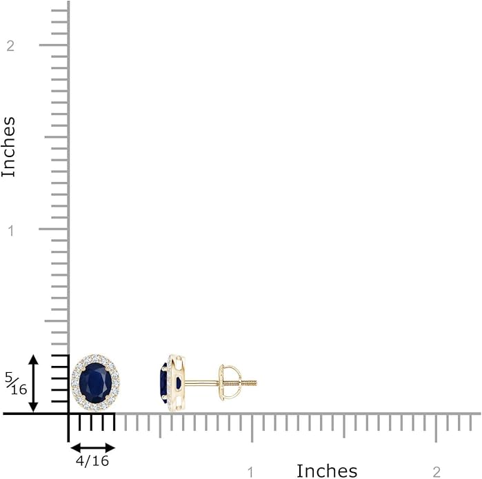 ANGARA Natural Blue Sapphire Earrings for Women | Prong-Set Oval Blue Sapphire Stud Earrings with Diamond Halo in 14K Solid Gold/Platinum | September Birthday, Anniversary, Gemstone Jewellery Gift