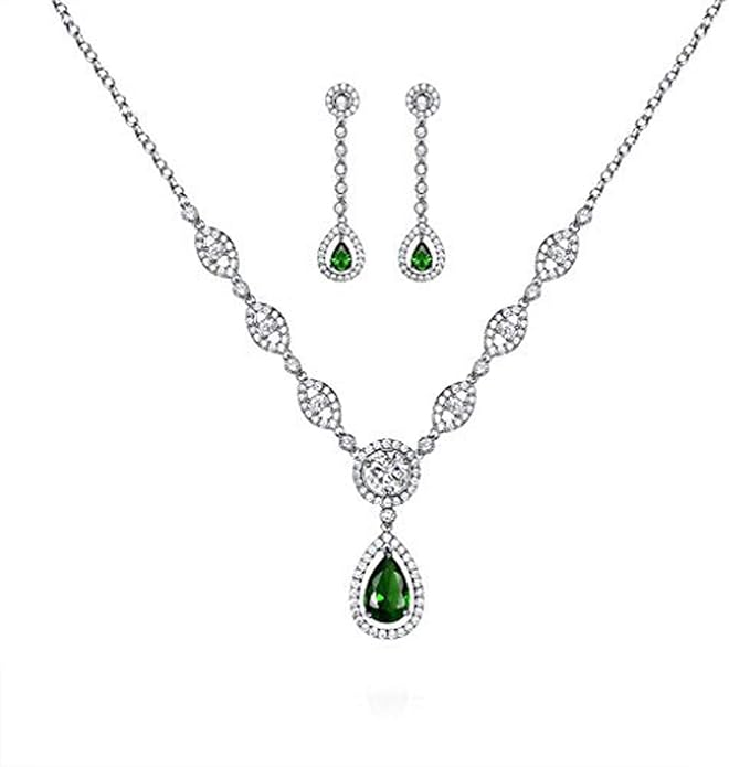 GULICX AAA Cubic Zirconia CZ Silver Plated Base Women's Party Jewelry Set Earrings Pendant Necklace