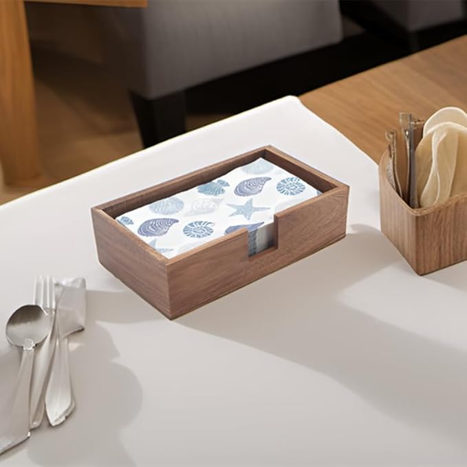 Guest Towel Napkin Holder, Wood Napkin Holder for Table, Disposable Hand Towel Tray, Wooden Napkin Basket Tray for Kitchen Bathroom (9.5 x 5.5 x 2.5 inch)
