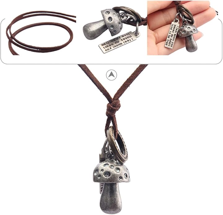 GelConnie Boho Necklaces for Women Vintage Silver Circles Long Pendant Necklace Cowgirl Sweater Necklace Adjustable Leather Choker Necklace for Women