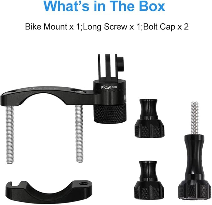 PULUZ Bike Motorcycle Handlebar Mount, 360 Degree Rotation Aluminum Bicycle Moto Camera Mount for GoPro Hero 12 11 10 9 8 7 6 & DJI Osmo Action