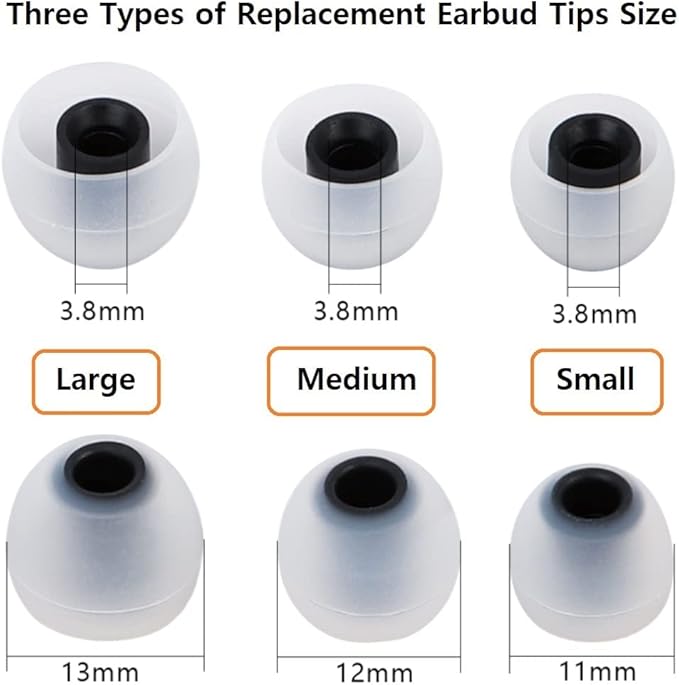 Earbud Silicone Ear Tips Replacement Earbuds Gels for Popular In-Ear Headphones Other Inner Hole 3.8mm - 5.1mm 9 Pairs S/M/L