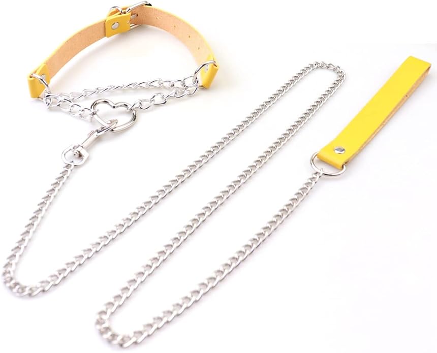 Harajuku Peach Heart Choker Punk Hauling Chain PU Leather Collar Gothic Necklace NightClub Goth Leash Belts