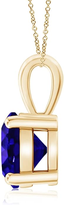 Angara Natural Tanzanite Solitaire Pendant for Women | Round Tanzanite Solitaire Pendant Necklace in 14K Solid Gold/Silver/Platinum With 18" Chain | December Birthday, Gemstone Jewelry Gift