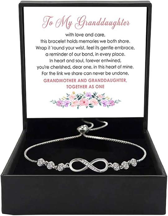 To My Granddaughter - Infinity Heart Bracelet Gift with Meaningful Card, Granddaughter Gifts from Grandma & Grandpa, Elegant Silver Jewelry for Birthday, Graduation, Christmas.