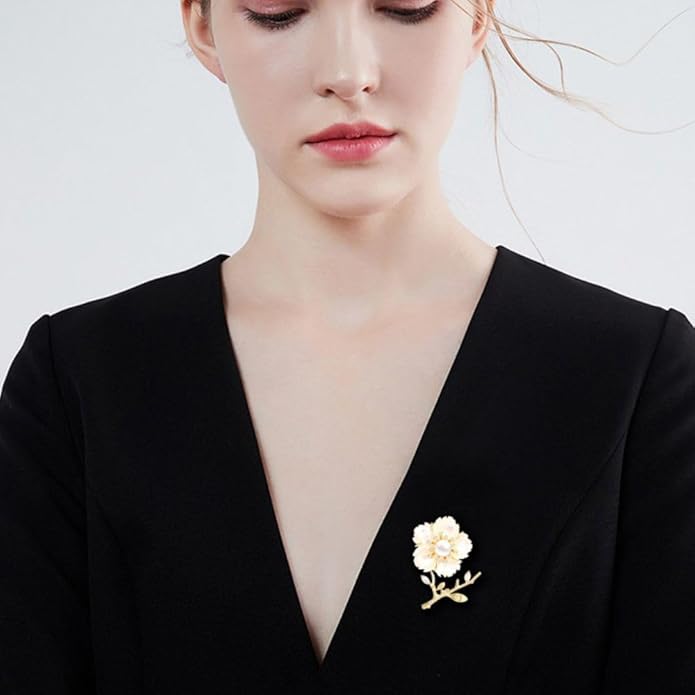 Flower Brooch Pin Rhinestones Pearl Flower Brooches Floral Pin Jewelry for Women Girls