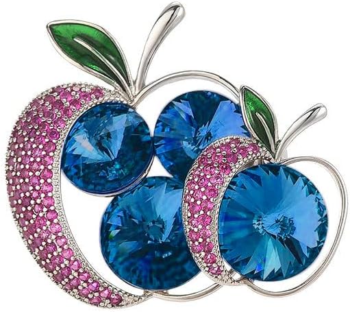 Fruit Brooch Austrian Crystal Rhinestone Brooch 18K Gold Plated Birthstone Lapel Pin Jewelry Birthday Gifts for Women Men