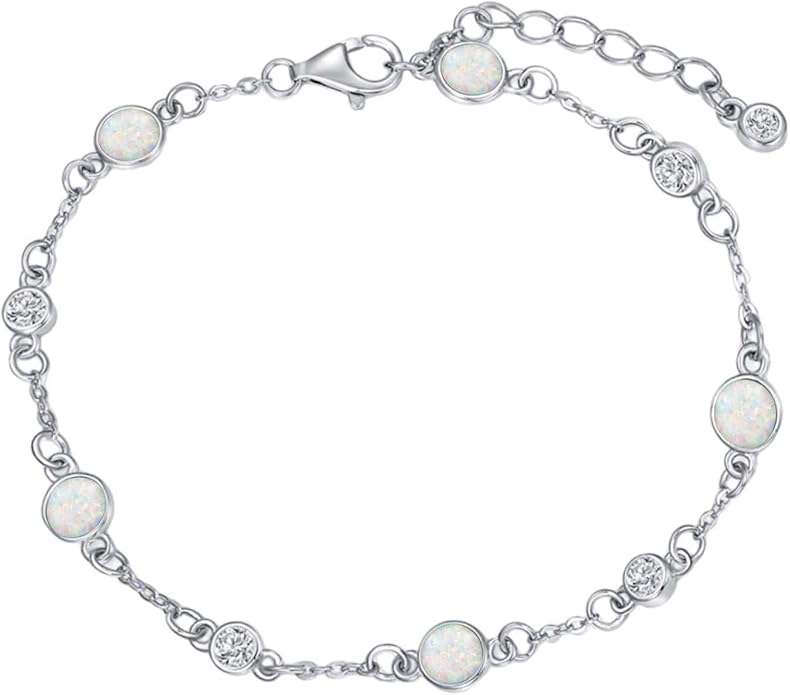 Anklet Bracelet for Women 925 Sterling Silver Natural Stone Chain Ankle Bracelet Beach Summer Fine Jewelry Valentines Day Birthday Gifts for Her Mom Wife
