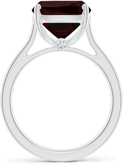 Angara Cushion Garnet Solitaire Ring in Sterling Silver/14K Solid Gold/Platinum | Natural Garnet Solitaire Ring for Women | January Birthday, Anniversary, Gemstone Jewelry Gift