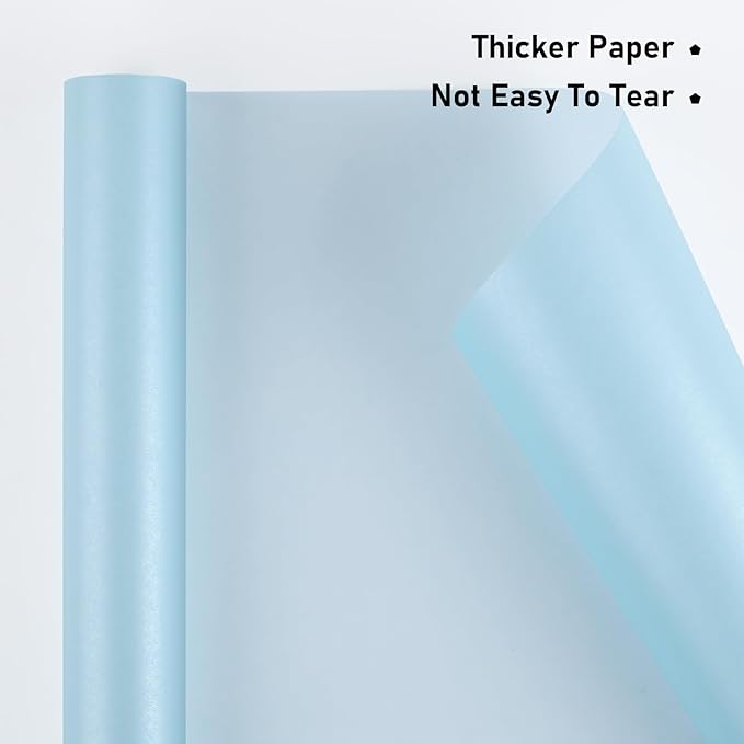 NESCCI Sky Blue Matte Wrapping Paper,Solid Color Pearly-Lustre Paper,Gift Wrapping Paper,Perfect for Wedding,Valentine's Day,Birthday, Christmas,Baby Shower,DIY Bouquet (17 Inches X 32.8 Feet)