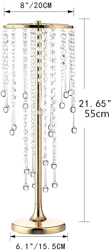 21.6in Bead Crystal Flower Arrangement Stand, Golden Flower Holder 2-Piece Lead Road Candle Holder,for Home Party Wedding Anniversary Christmas Decorations