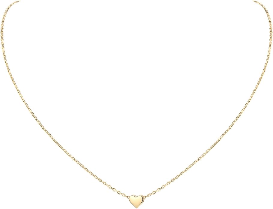 ChicSilver Personalized 925 Sterling Silver Dainty Small Heart/Star/Moon/Dot/Triangle Pendant Necklace for Women, Silver/Gold/Rose Gold/Black (with Gift Box)