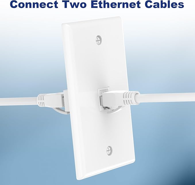 VCE Ethernet Wall Plate (UL-Listed), 1-Port CAT6 Wall Plate and Jack, RJ45 Keystone Wall Outlet with Single Gang Low Voltage Mounting Bracket, White 2-Pack