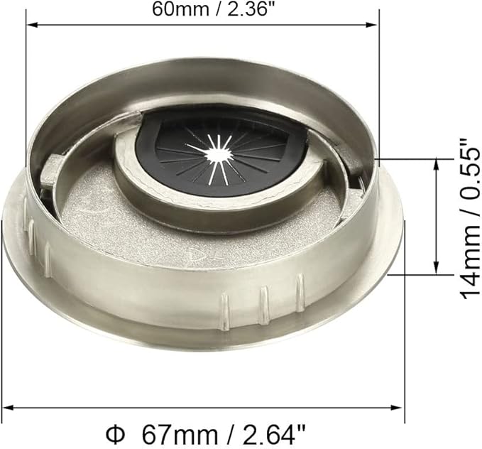uxcell Cable Hole Cover, 2.4Inch/60mm Zinc Alloy Desk Wire Cord Cable Grommets Hole Cover for Office PC Desk Cable Cord Organizer, 4Pcs Wire Drawing Silver