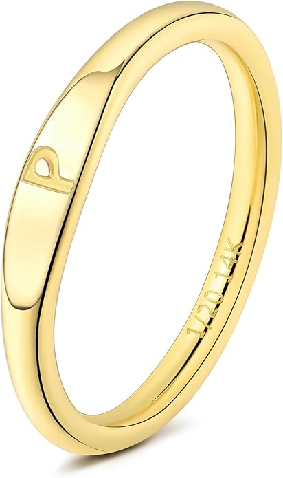 Gold Initial Rings for Women Non Tarnish Thumb Rings for Teen Girls 14K Gold plated for Women