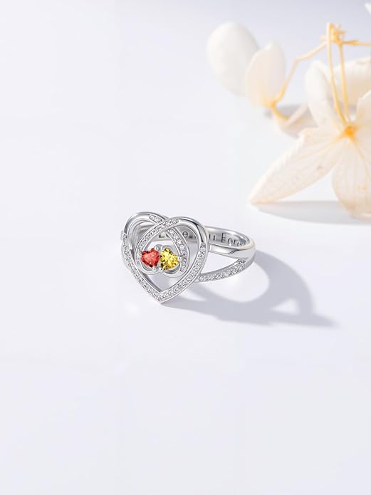 Valentine's Day Gifts for Women Birthstone Rings for Women Heart Statemet Engagement Eternity Wedding Promise Rings Jewelry Anniversary Christmas Valentine Mothers Day Birthday Gifts for Wife Her Girlfriend