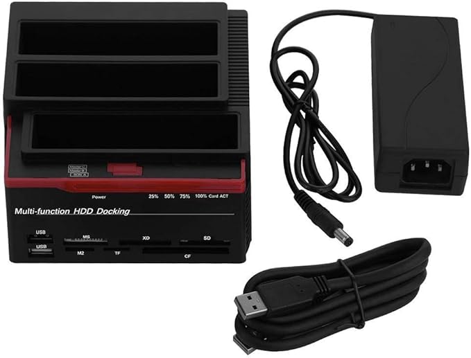 Zopsc USB 3.0 SATA/IDE HDD Docking Station Three-Bay Offline Clone HUB Reader 12V / 3A Independent Power Supply External Hard Drive Docking Station(US) 100-240V