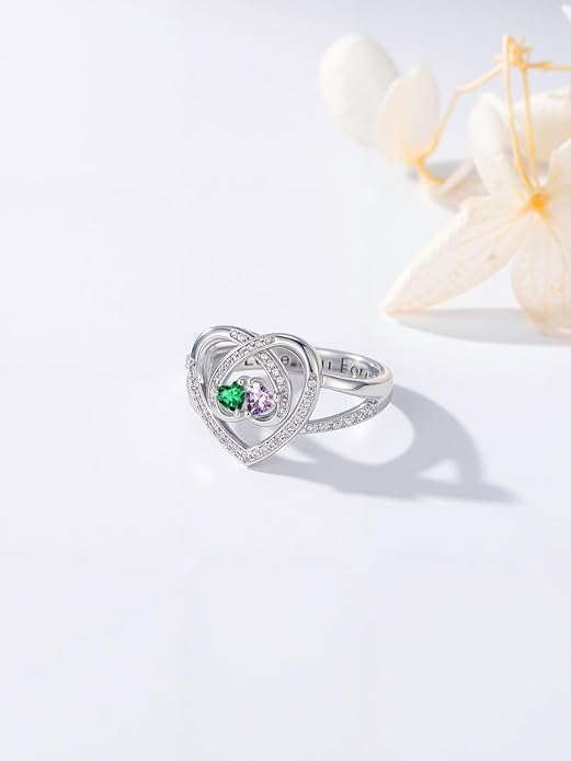 Valentine's Day Gifts for Women Birthstone Rings for Women Heart Statemet Engagement Eternity Wedding Promise Rings Jewelry Anniversary Christmas Valentine Mothers Day Birthday Gifts for Wife Her Girlfriend