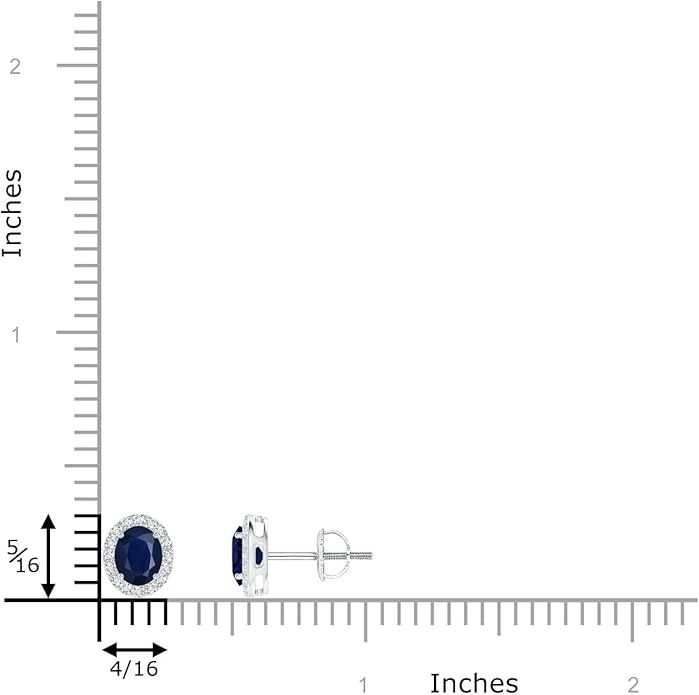 ANGARA Natural Blue Sapphire Earrings for Women | Prong-Set Oval Blue Sapphire Stud Earrings with Diamond Halo in 14K Solid Gold/Platinum | September Birthday, Anniversary, Gemstone Jewellery Gift