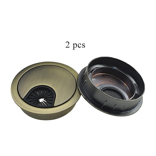 HAHIYO 2Pcs 2Inch/50mm Bronze Zinc Alloy Desk Grommet Wire Grommet Cable Management Cord Hole Cover Desk Wire Hole Insert Wire Organizer for Computer Office Home School Equipment Systems