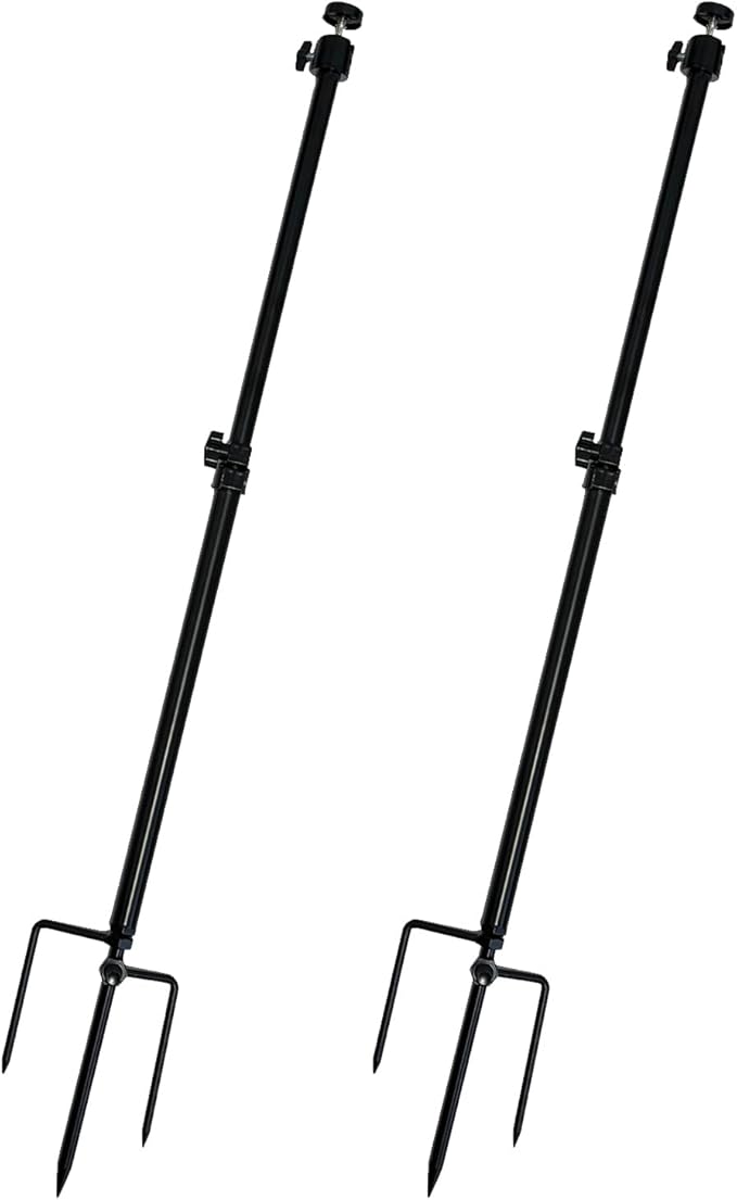 Trail Camera Mount,Height Adjustable (15.7"-28.3") & 360° Rotating Stake,Dual-Mode Base for Soft/Hard Ground Post,Game Cam Stand with 1/4"-20 Thread, Metal pole for Solar Panels,Hunting,Wildlife.2Pcs