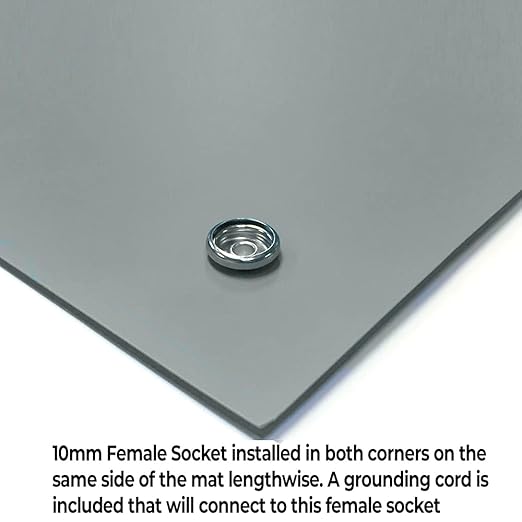 RubberStat Dual Layer ESD Compliant Workstation Rubber Table Mat Kit, Soldering, Cell Phone Repair, with Wrist Strap Set and Ground Cord - 48"x48" Grey