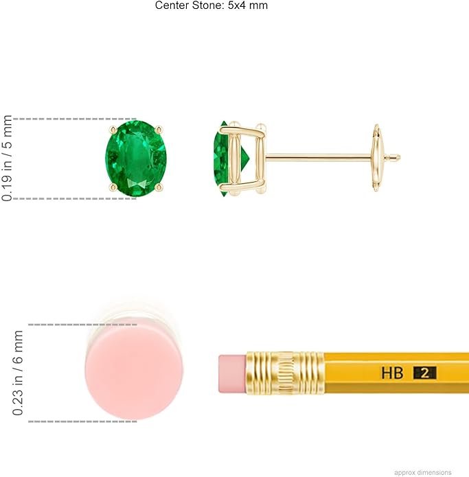 ANGARA Natural Emerald Earrings for Women | Oval Shape Emerald Classic Earrings in 14K Solid Gold/Platinum | May Birthday, Anniversary, Gemstone Jewellery Gift
