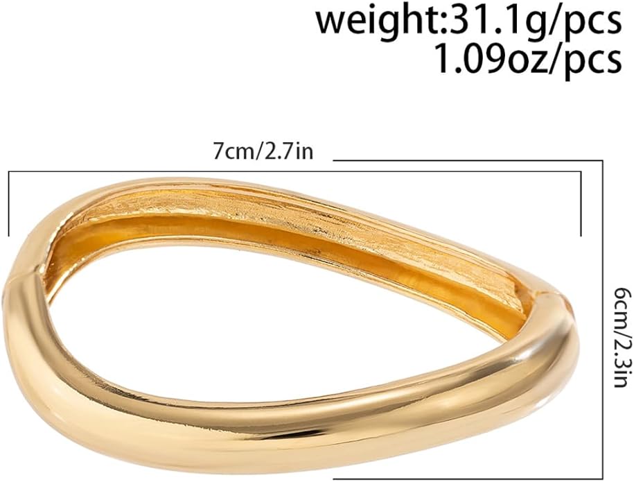 Gold/Silver Cuff Bangle Bracelets For Women Chunky Waterdrop Twisted Hinged Bangle Bracelets Minimalist Arm Cuff Bracelet Jewelry Gifts