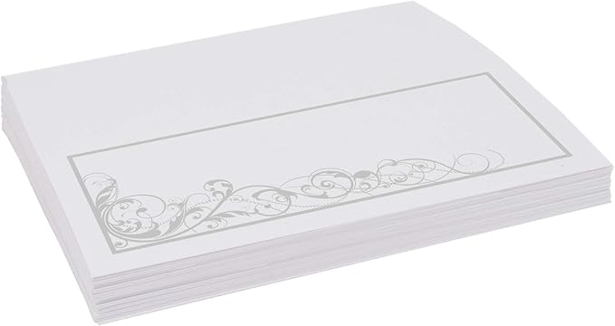 Scribble Vintage Swirl Place Cards, Silver (Choose Color), Set of 60, Pre-cut and Scored - Wedding, Party, Dinner, and Special Events - Made in the USA