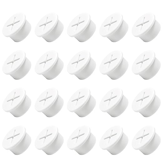 20Pcs Desk Grommet, 3/4" (20mm) White Silicone Cord Hole Cover, Flexible Rubber Wire Grommets, Wall Grommets for Cables Management, Table, Countertop, Cabinets and Furnitures Wire Organizer
