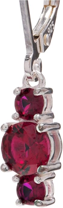 Amazon Essentials Sterling Silver Genuine and Created Gemstone Three Stone Birthstone Leverback Dangle Earrings