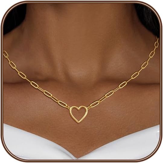 OGD Heart Necklace for Women, 14K Gold Plated Layered Tiny Puffy Heart Pendant Necklace Cute Chunky Heart Choker Necklace Simple Gold Necklace Jewelry for Women Trendy Gift