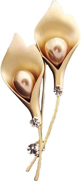 Crystal Pearl Flower Brooches Pins Fashion Beautiful Created Rhinestone Floral Brooch Good Idea for Party Dance Wedding Banquet for Elegant Women Girl
