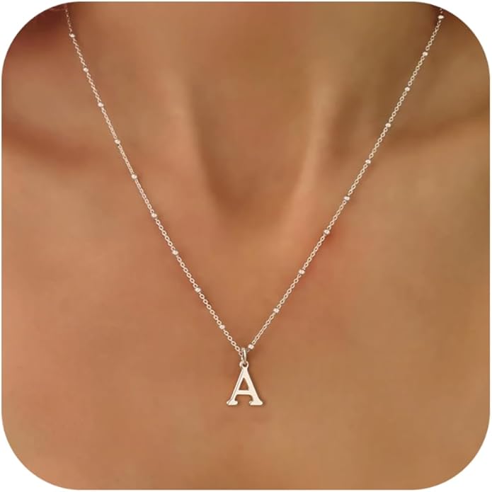 Valentines Gifts for Her Women - Initial Necklaces for Women Dainty 14k Gold Plated A-Z Letter Pendant Name Necklaces Cute Charm Choker Fashion Accessories Non Tarnish Trendy Jewelry Gift