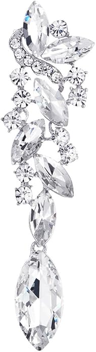 Art Deco Wedding Bridal Party Rhinestone Marquise Cluster Chandelier Long Dangle Statement Earrings