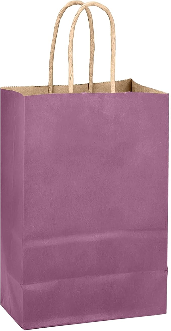 qiqee Purplish Red Gift Bag with Handles Bulk 24Pcs Paper Bags -10.6"x8.3"x4.3"Party Favor Bags - Solid Color