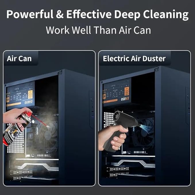 Compressed Air Duster Kit 130,000 RPM Electric Air Duster 4-Gear Adjustable Cordless Air Blower Rechargeable for Computer, Keyboard, House, Outdoor and Car