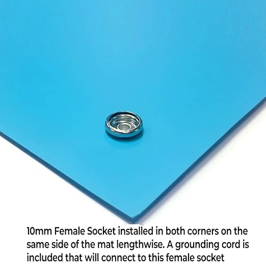 RubberStat Dual Layer ESD Compliant Workstation Rubber Table Mat Kit, Soldering, Cell Phone Repair, with Wrist Strap Set and Ground Cord - 30"x60" Blue